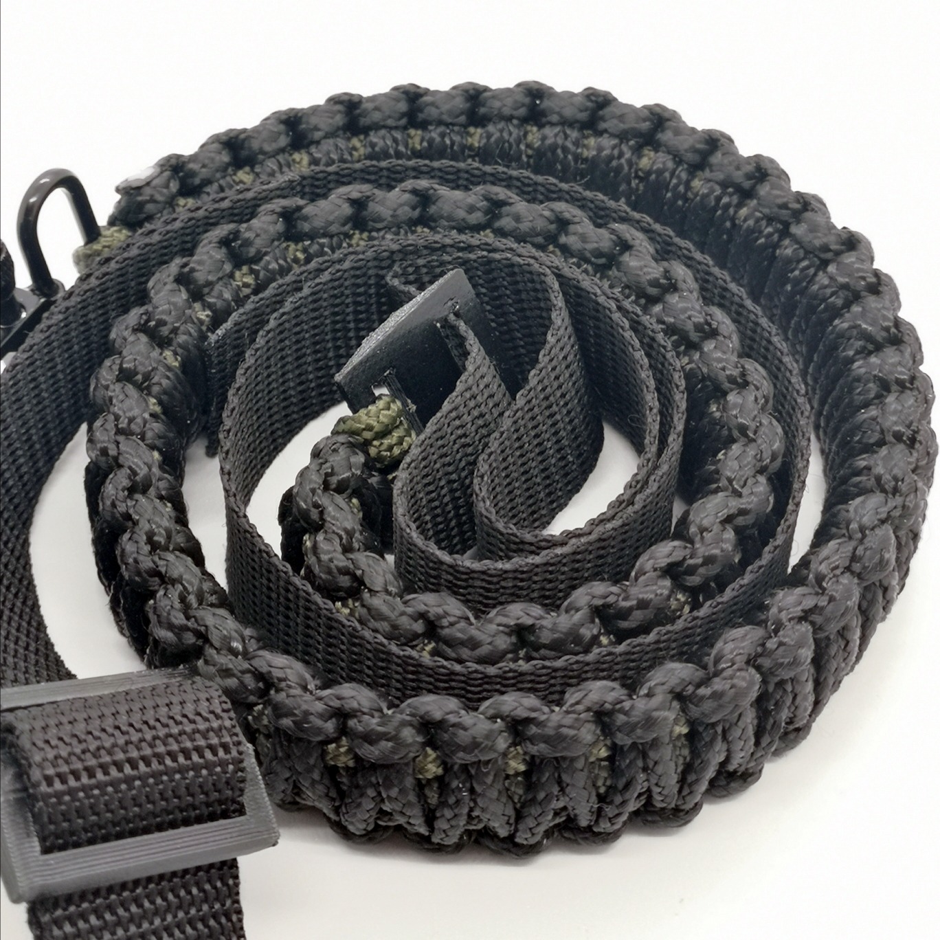 Adjustable Handmade Paracord Sling with Sling Mounts Black/Green